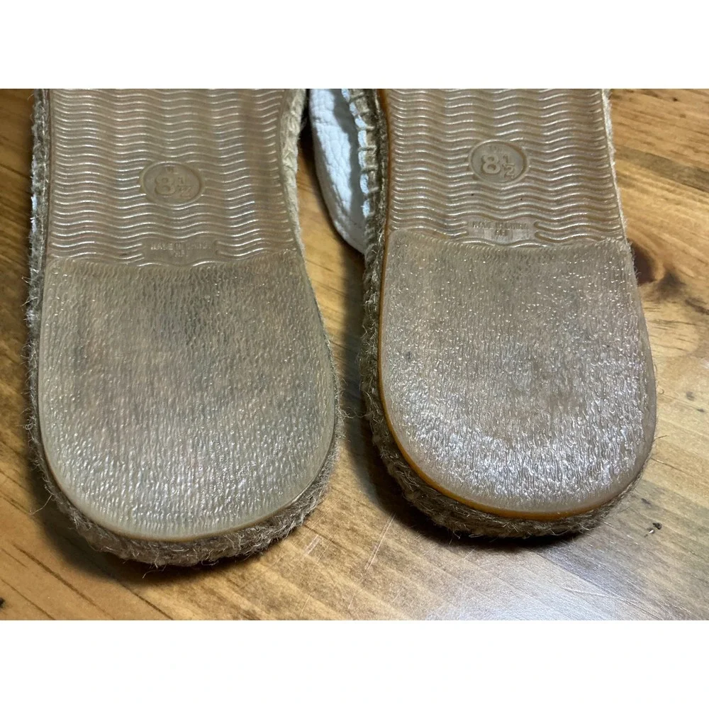 Soludos Pebbled Leather Espadrille Mules Size 8.5 White